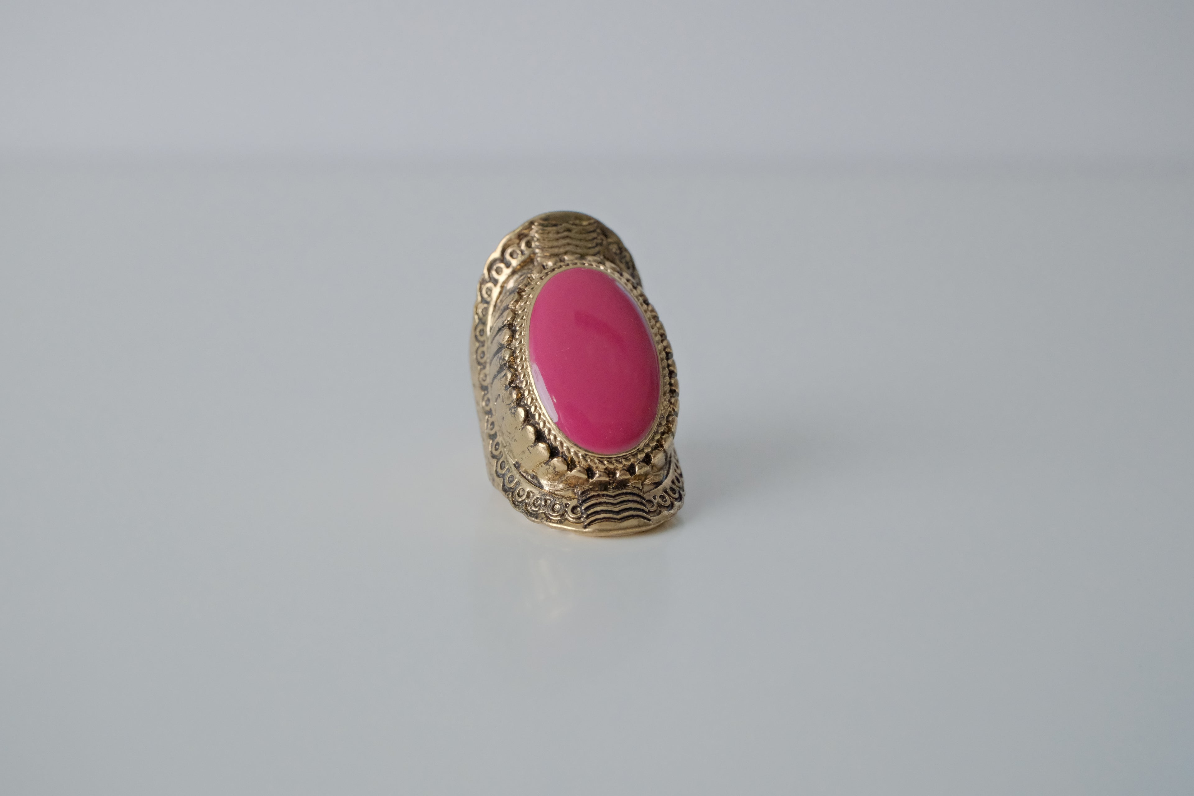 Vintage Gold Magenta Stone Ring