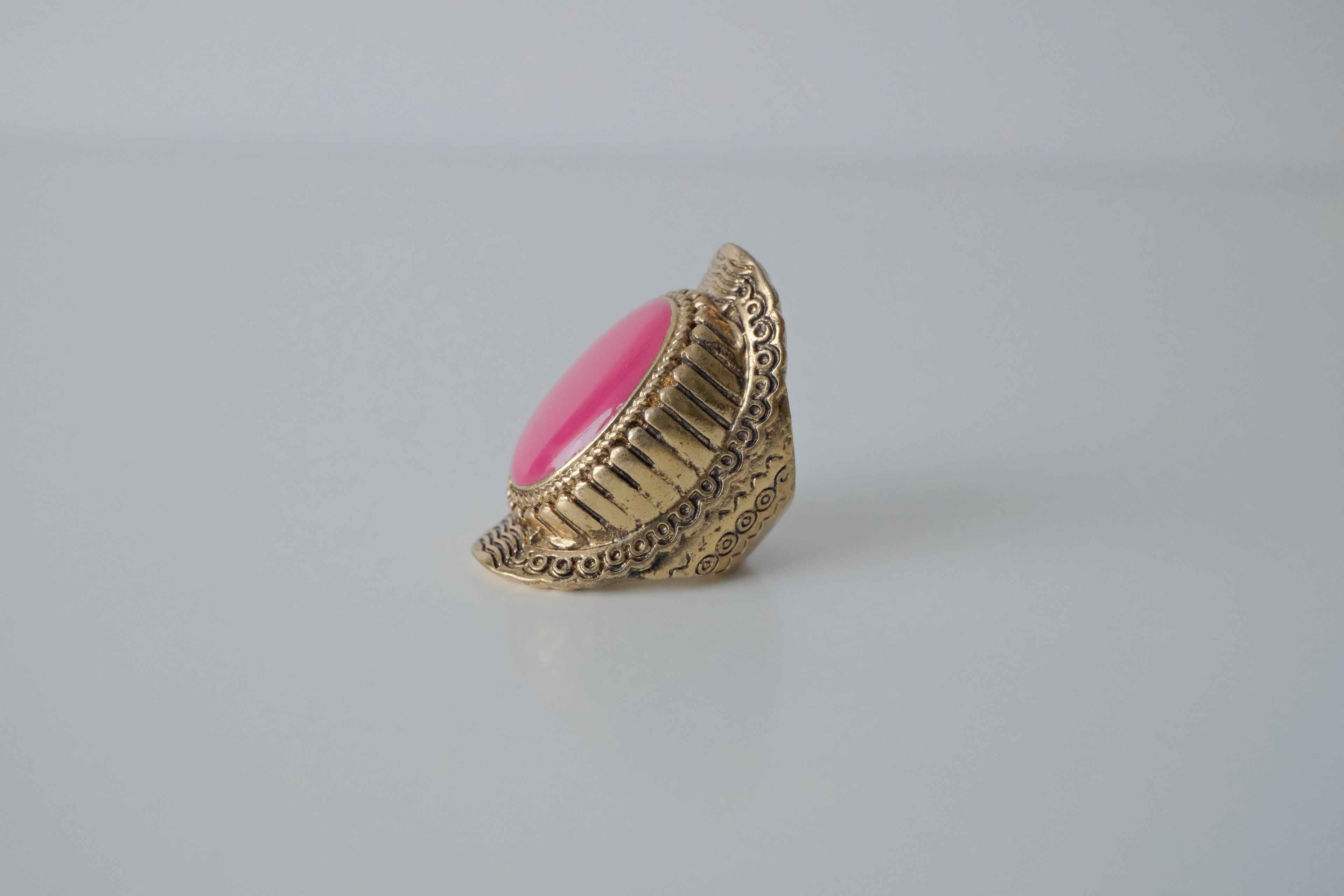 Vintage Gold Magenta Stone Ring