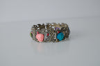 Vintage Bronze Heart Stone Cuff Bangle
