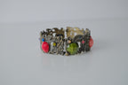 Vintage Bronze Heart Stone Cuff Bangle