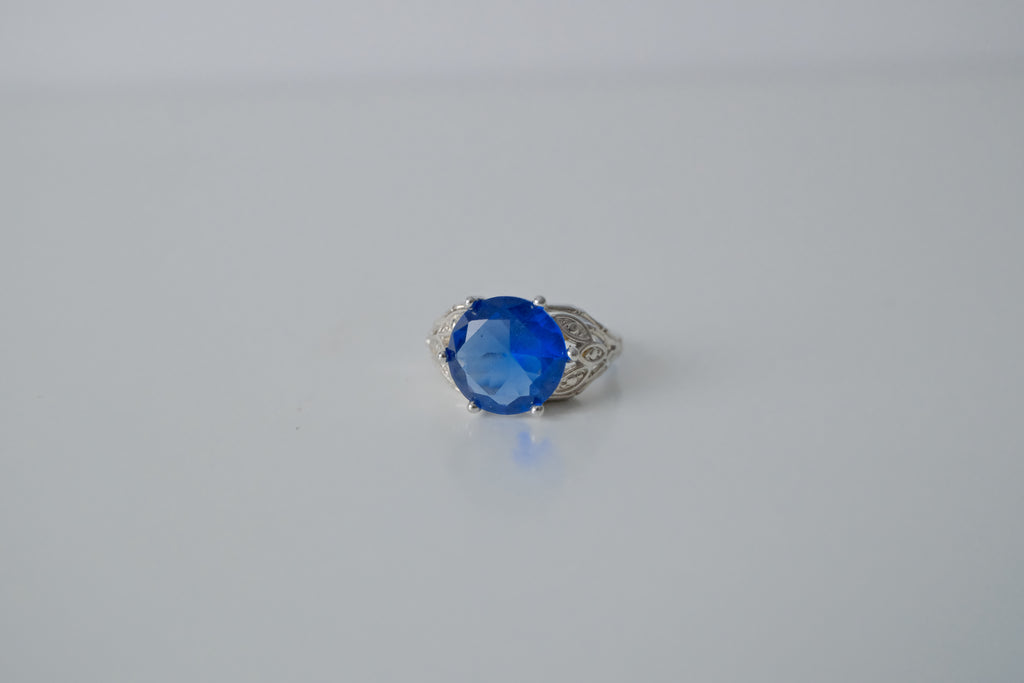 Silver Sapphire Stone Ring
