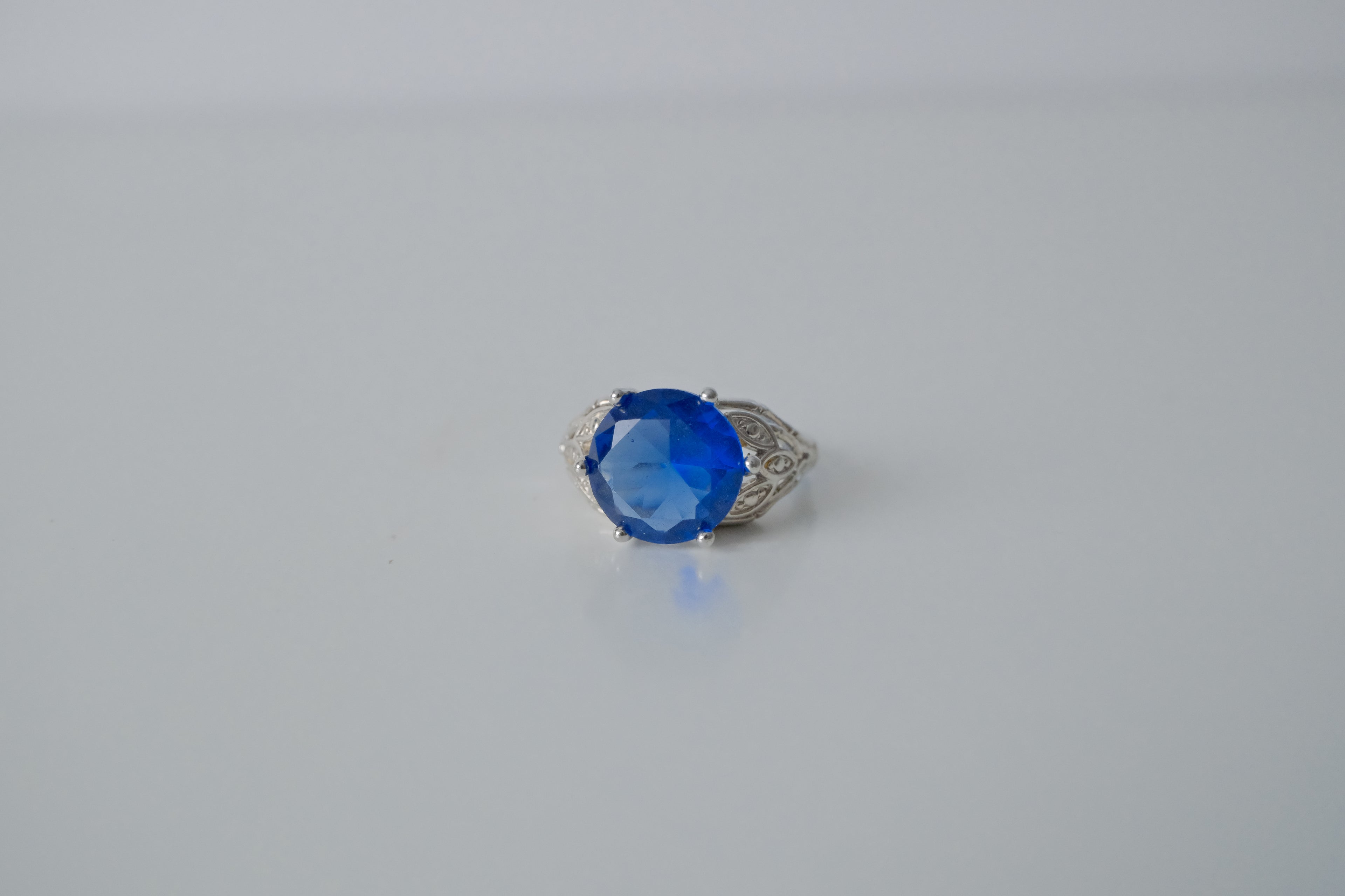 Silver Sapphire Stone Ring