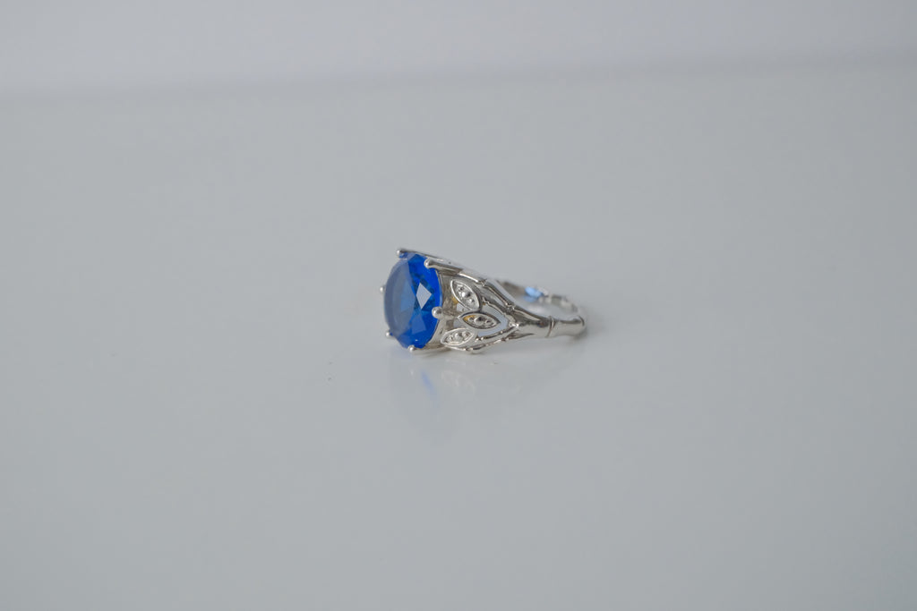 Silver Sapphire Stone Ring