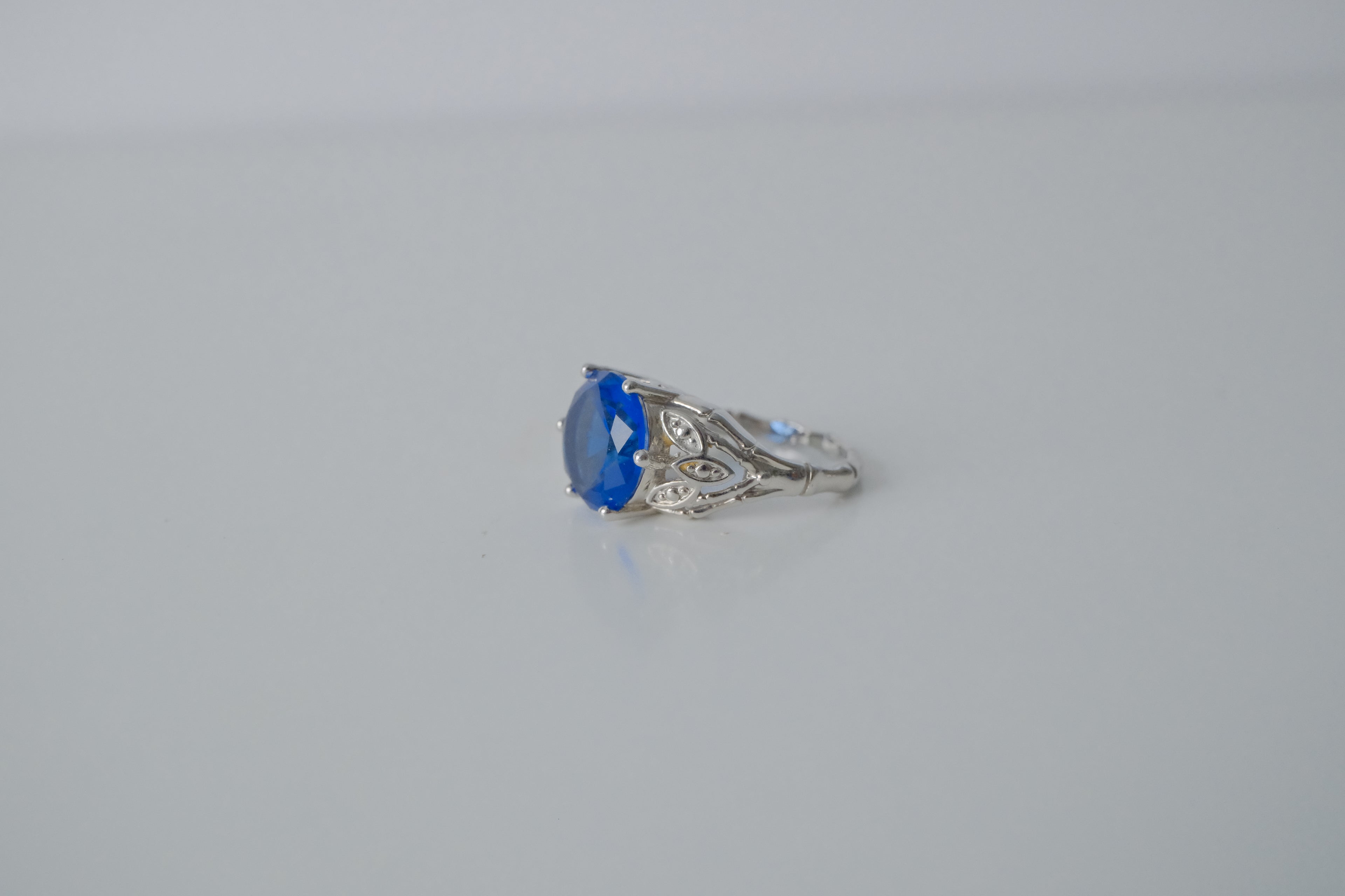 Silver Sapphire Stone Ring