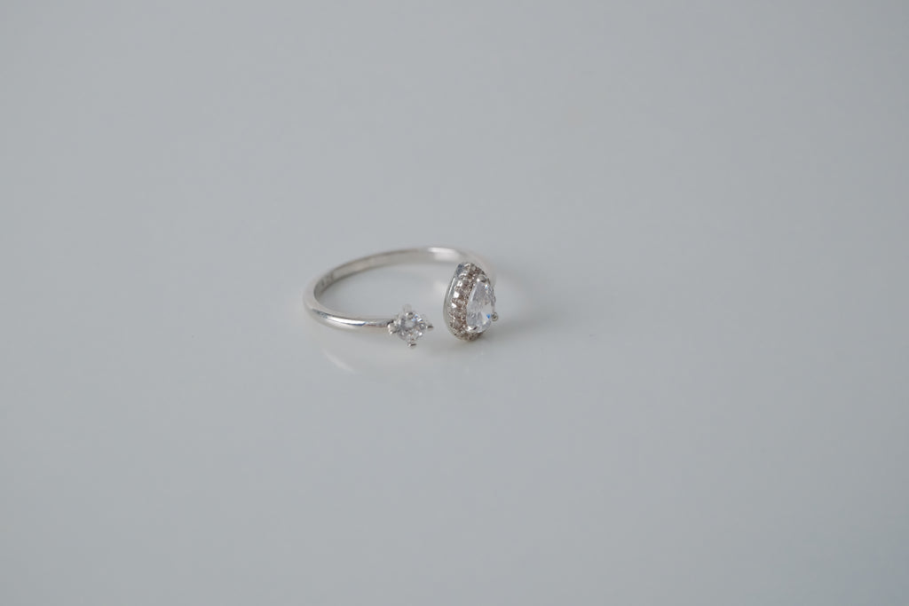 Sterling Silver Adjustable Teardrop Ring