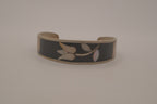 Vintage Mexican Alpaca silver tulip mother-of-pearl &nbsp;cuff bracelet