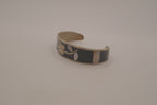 Vintage Mexican Alpaca silver tulip mother-of-pearl &nbsp;cuff bracelet