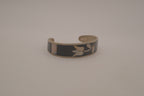 Vintage Mexican Alpaca silver tulip mother-of-pearl &nbsp;cuff bracelet