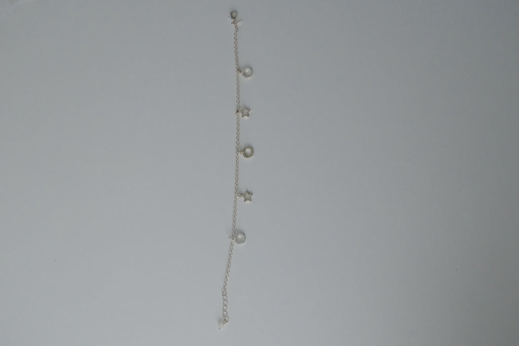 Sterling Silver Star and Circle Anklet