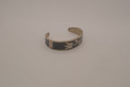 Vintage Mexican Alpaca silver tulip mother-of-pearl &nbsp;cuff bracelet