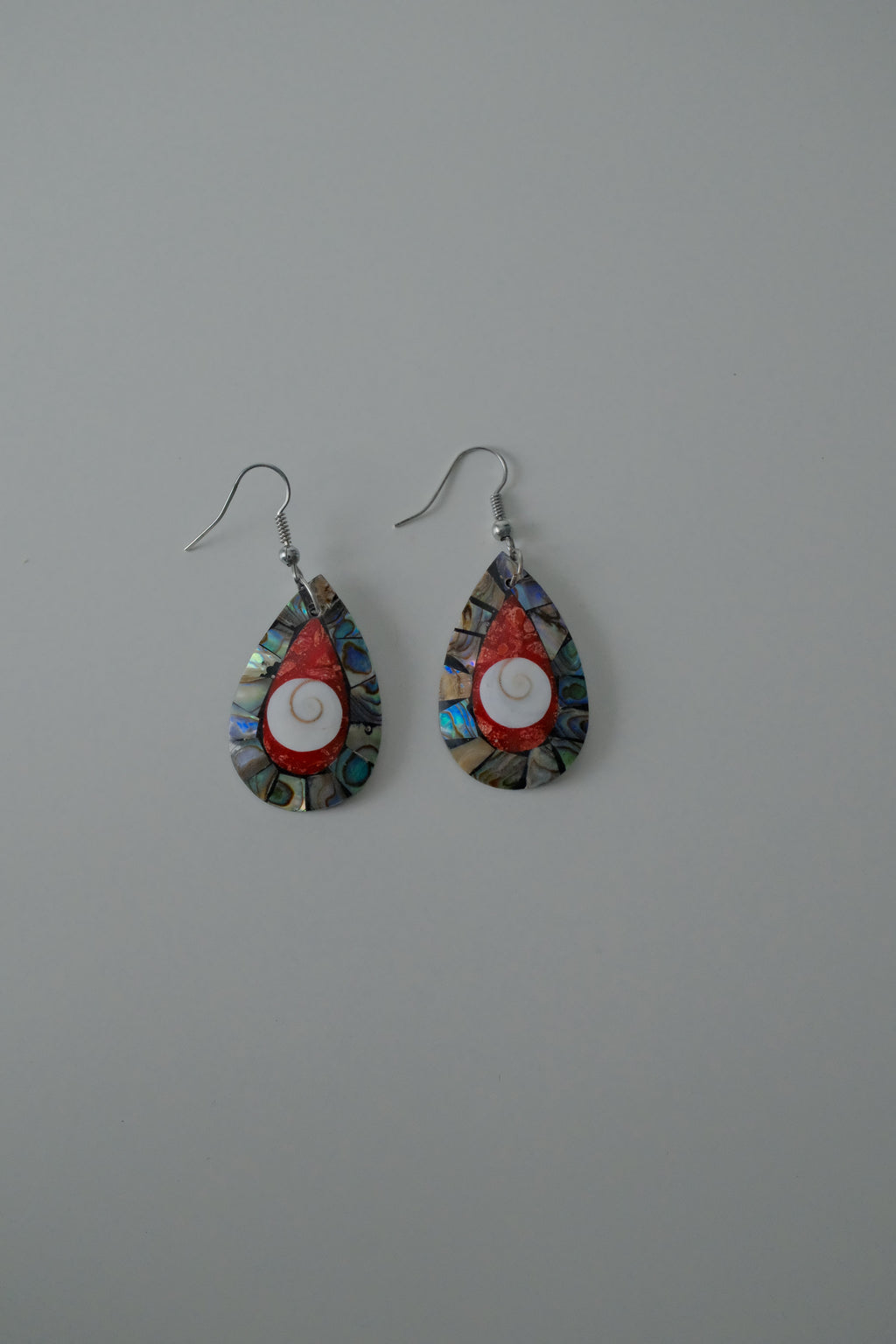 Abalone and Mother of Pearl Teardrop Earrings