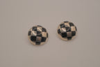 Vintage Sterling silver checkered dome clip-on earrings