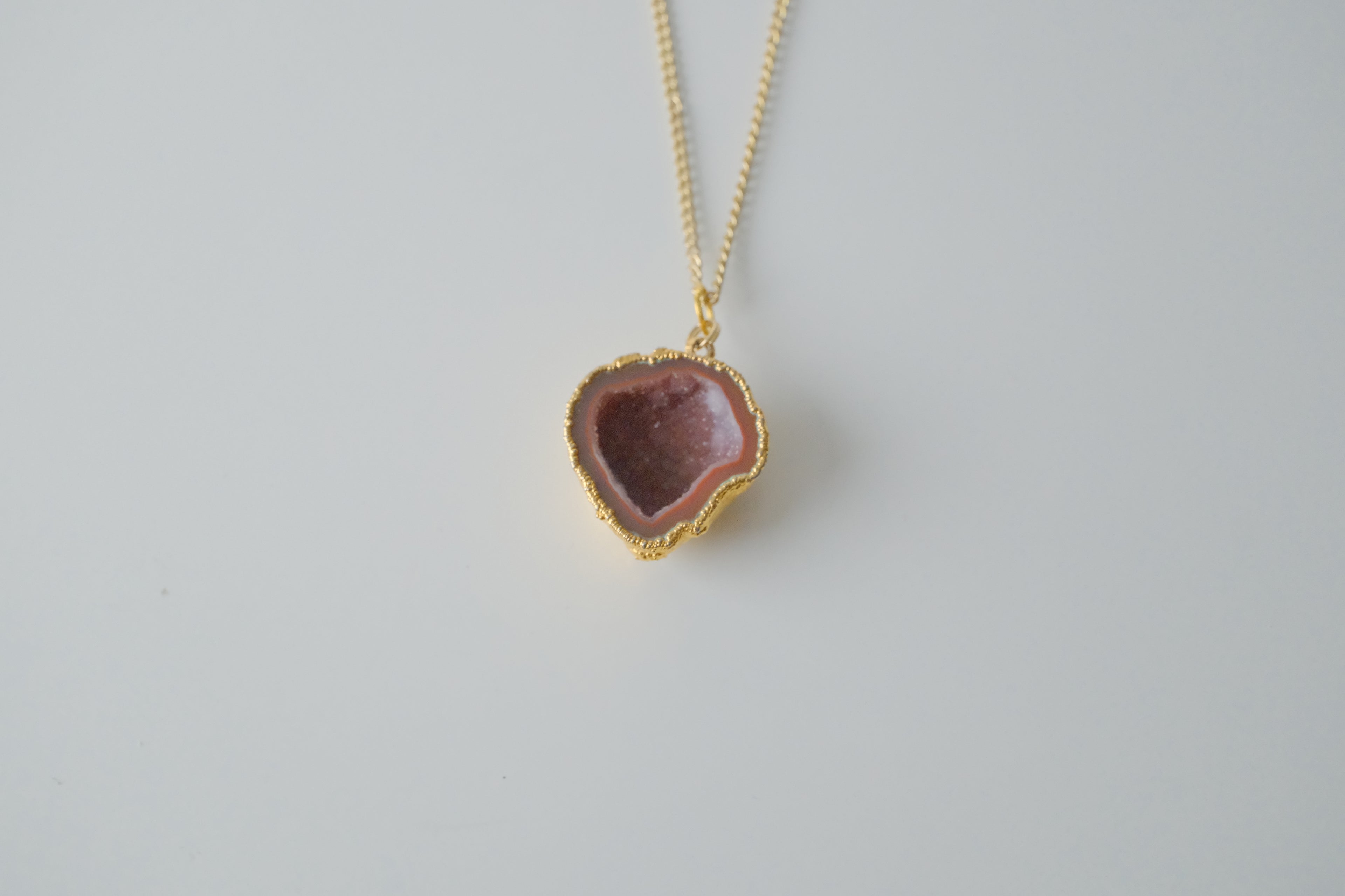 Vintage Gold Tone Druzy Agate Necklace