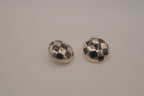 Vintage Sterling silver checkered dome clip-on earrings