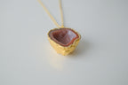 Vintage Gold Tone Druzy Agate Necklace