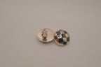 Vintage Sterling silver checkered dome clip-on earrings