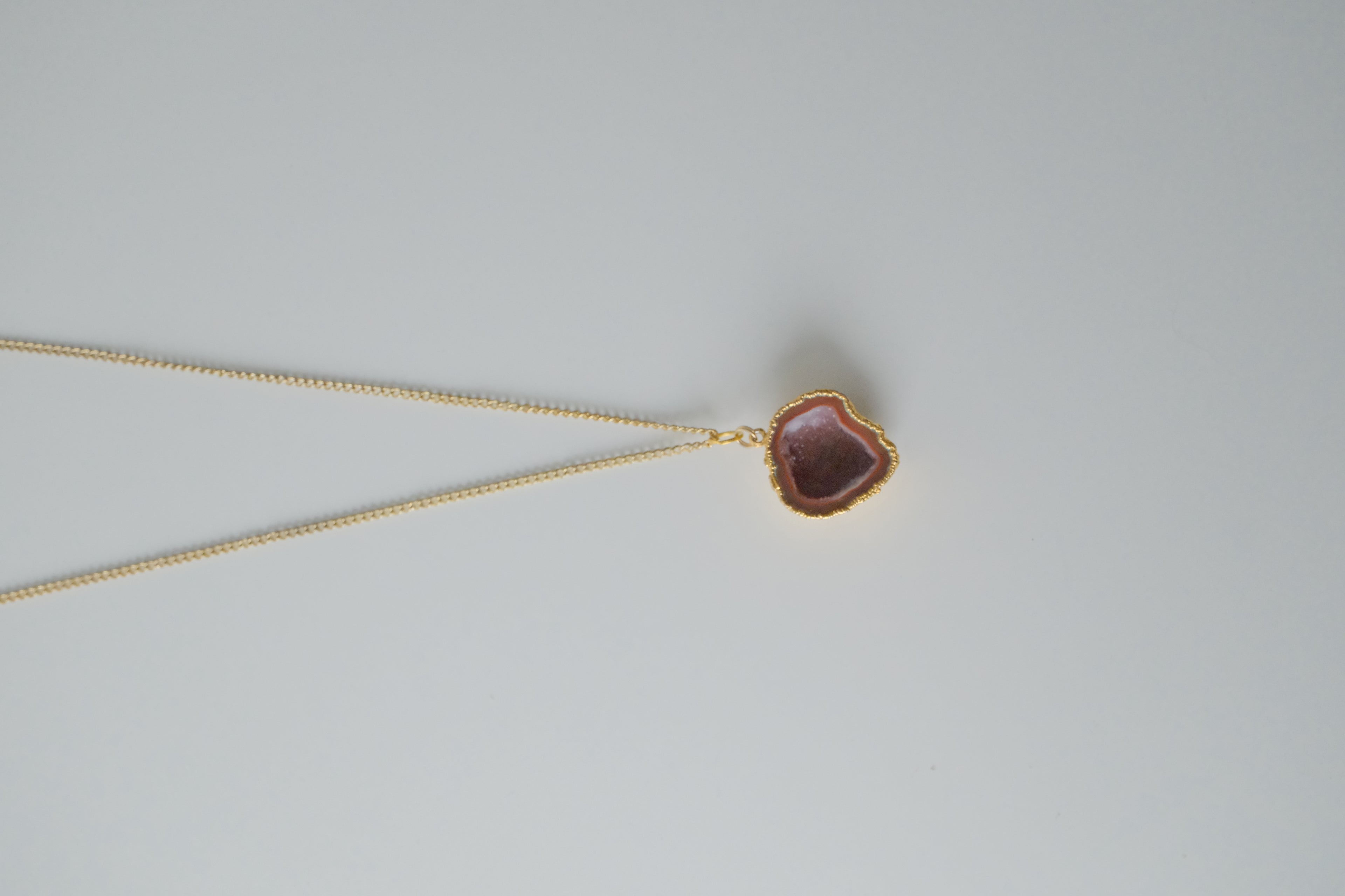 Vintage Gold Tone Druzy Agate Necklace