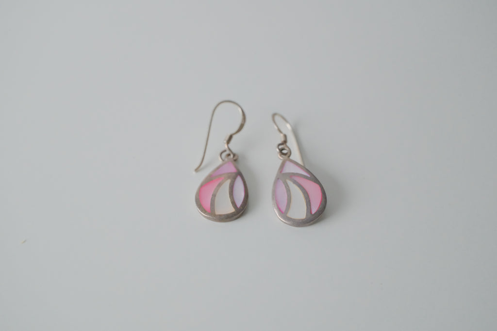 Sterling Silver Lilac and Pink Teardrop Earrings