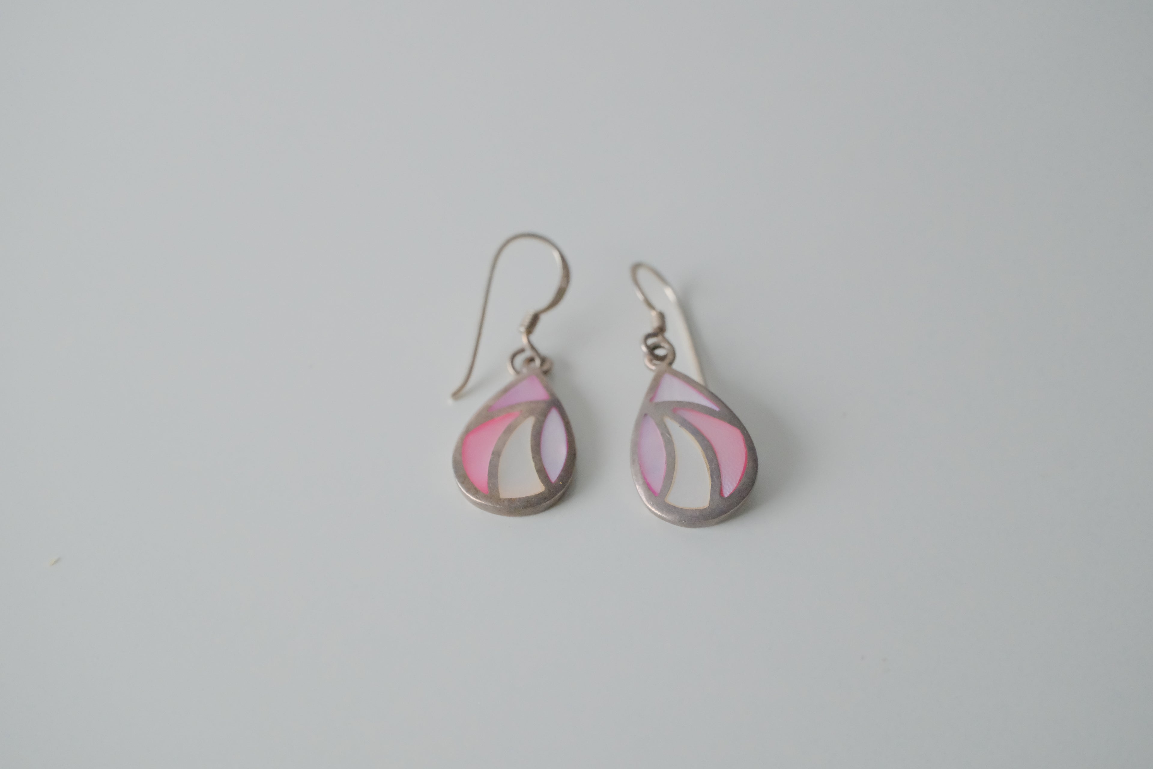 Sterling Silver Lilac and Pink Teardrop Earrings