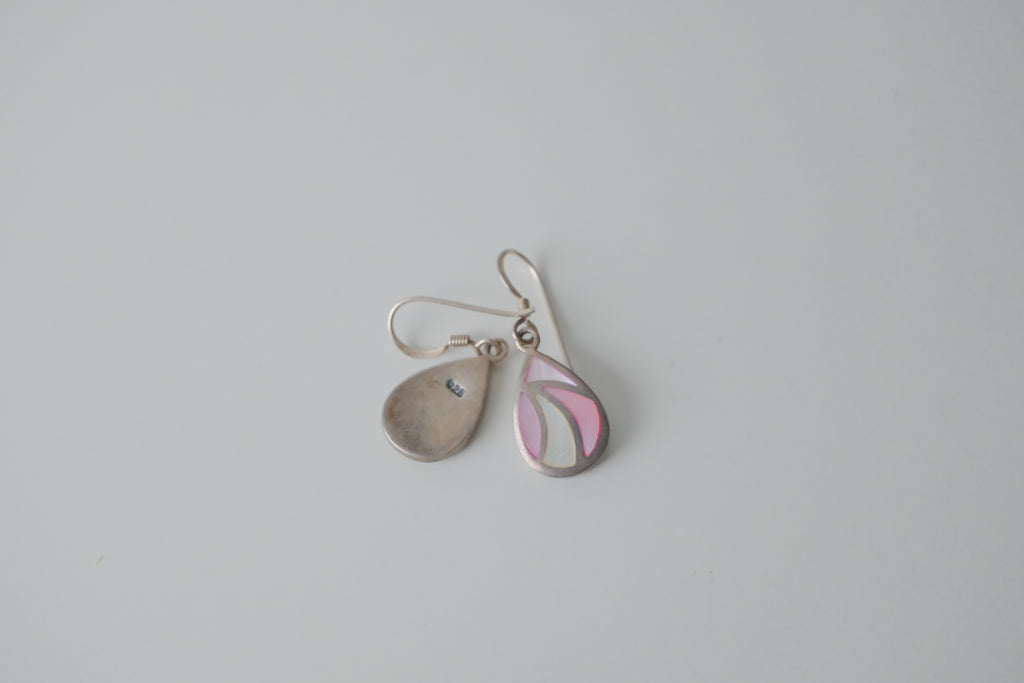 Sterling Silver Lilac and Pink Teardrop Earrings
