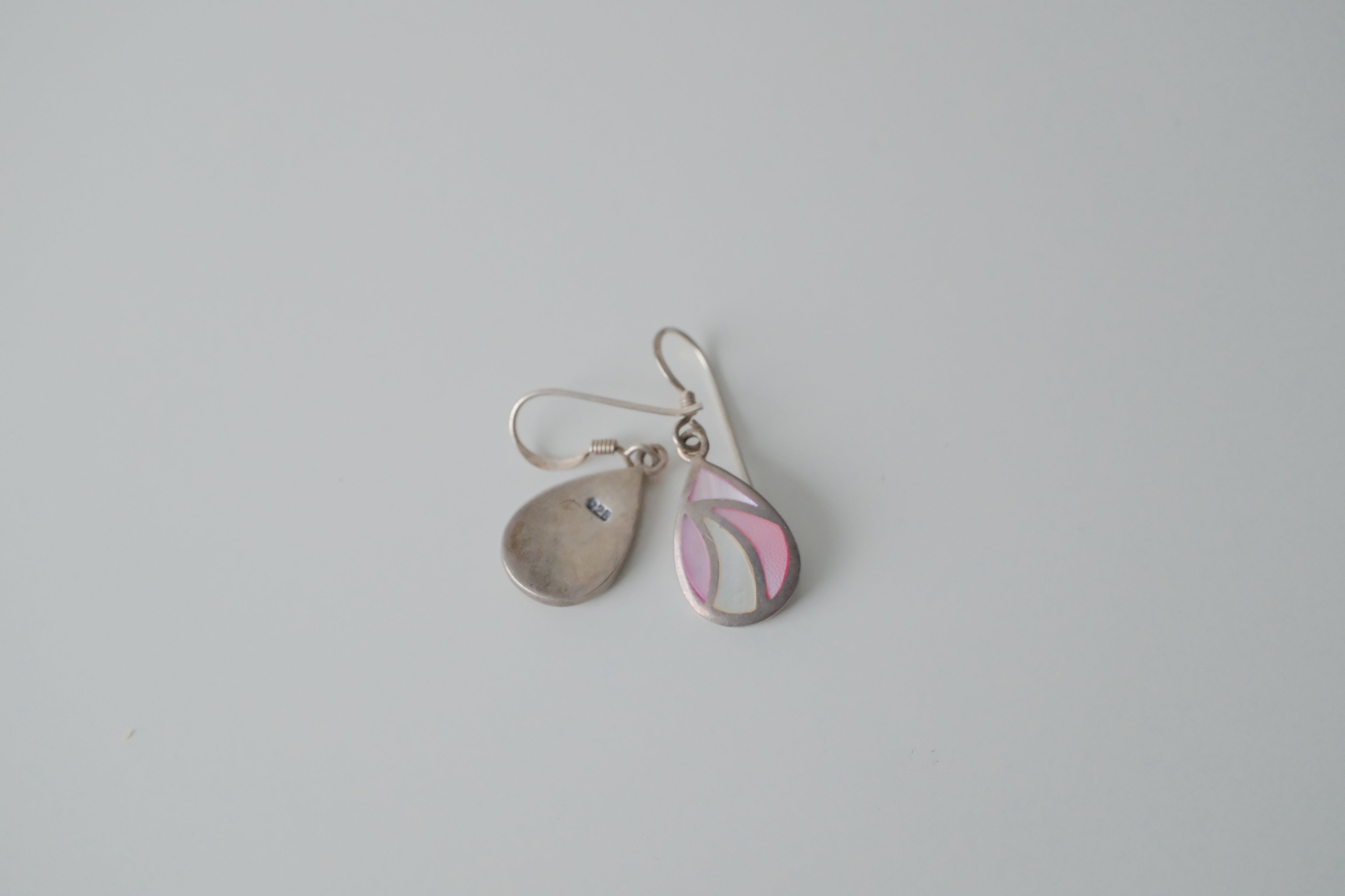 Sterling Silver Lilac and Pink Teardrop Earrings