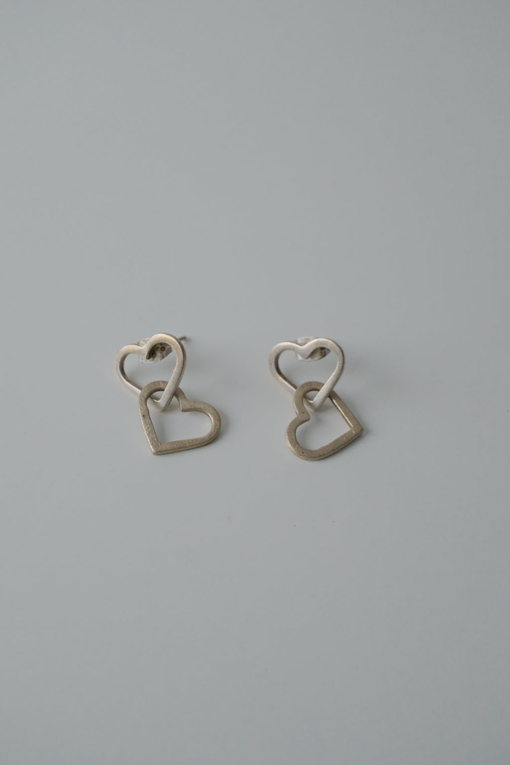 Sterling Silver 2 Heart Drop Earrings