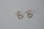 Sterling Silver 2 Heart Drop Earrings