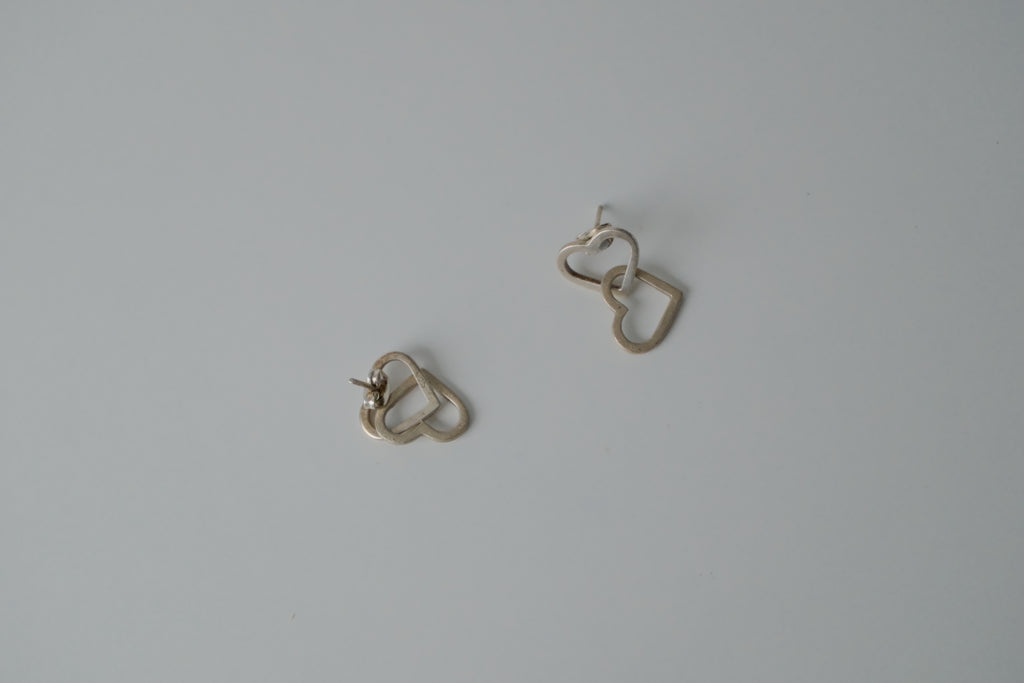 Sterling Silver 2 Heart Drop Earrings