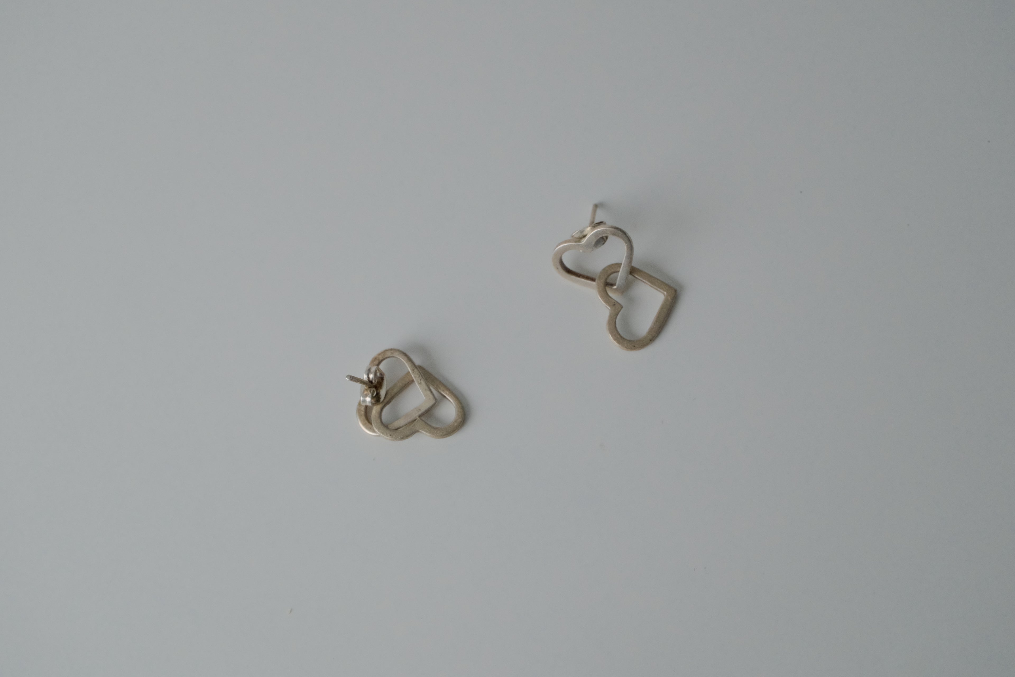 Sterling Silver 2 Heart Drop Earrings