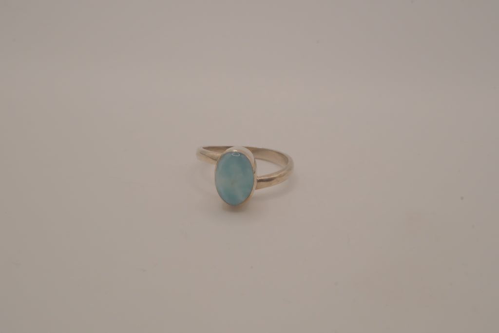 Sterling silver minimalist oval Larimar ring