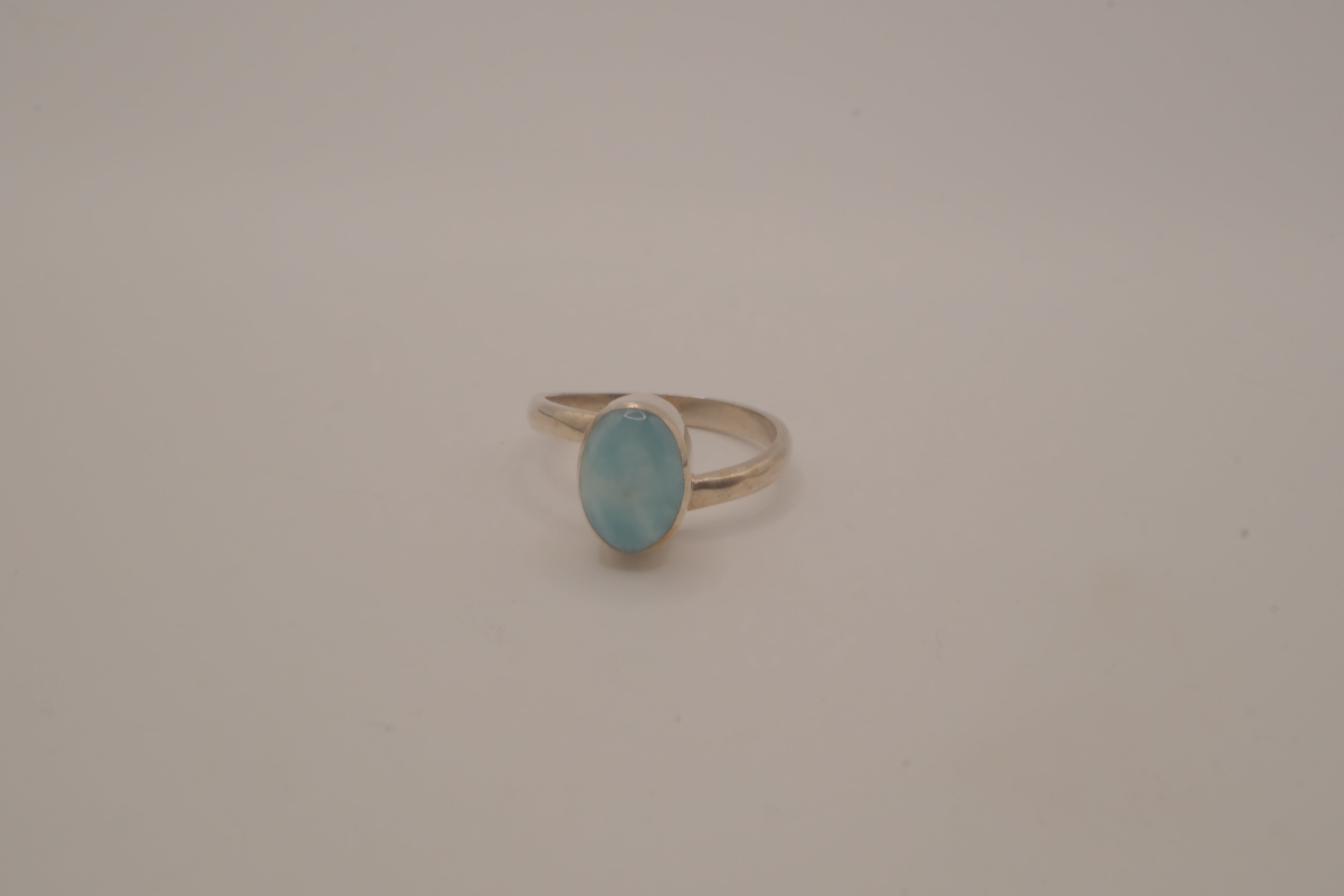 Sterling silver minimalist oval Larimar ring