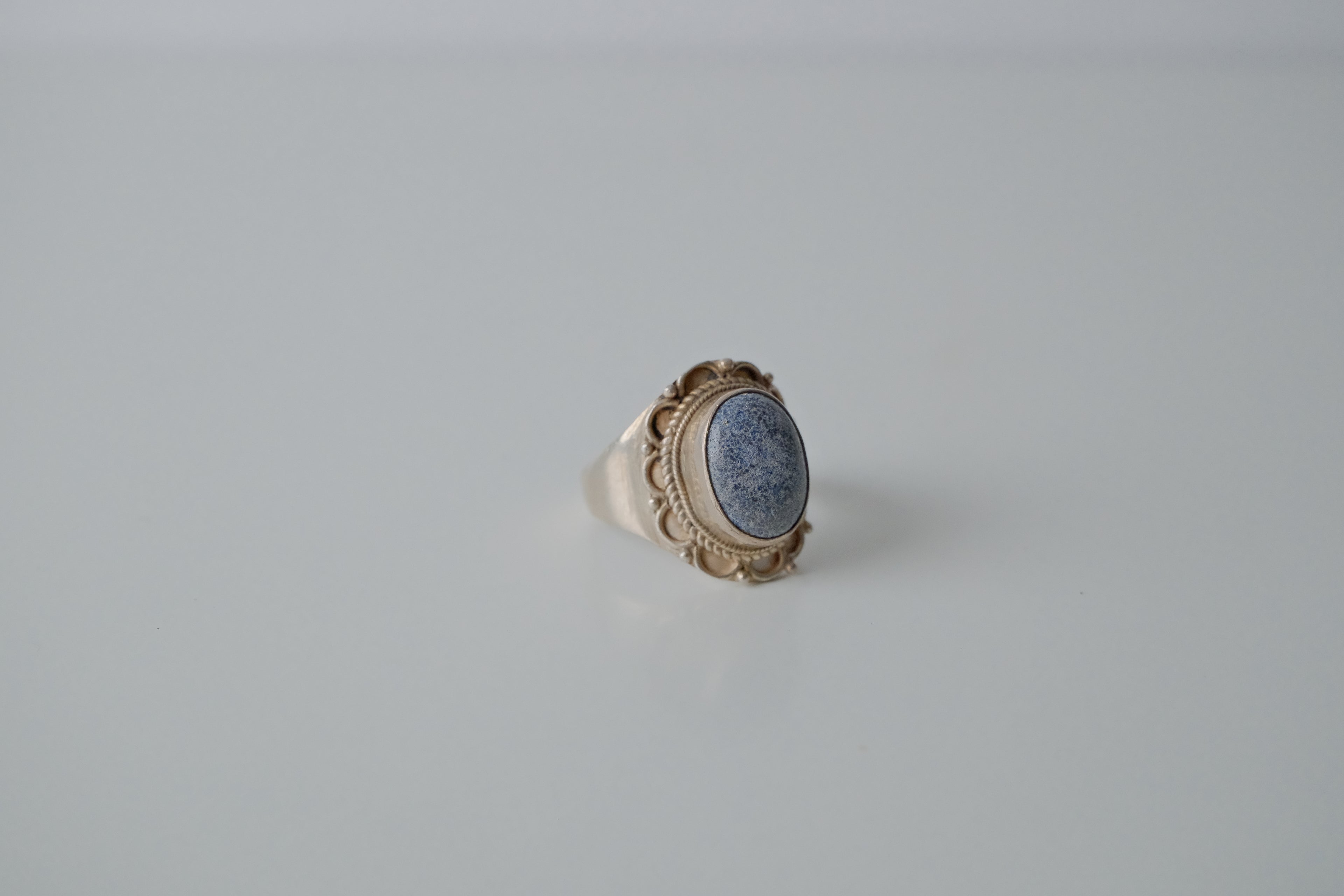 Sterling Silver Grey Cabachon Stone Ring