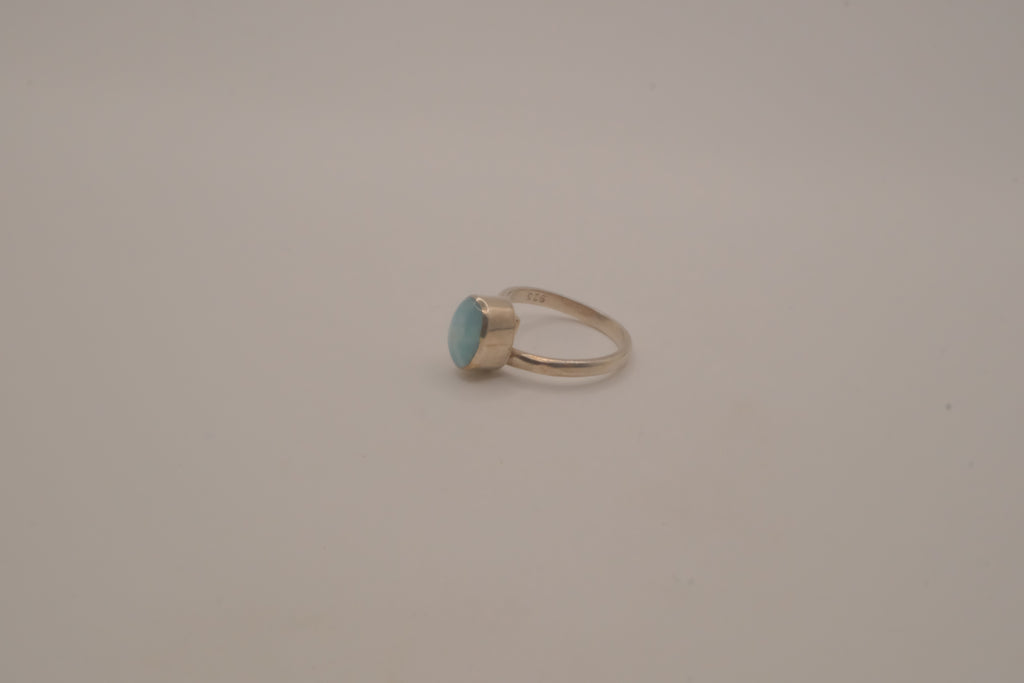 Sterling silver minimalist oval Larimar ring
