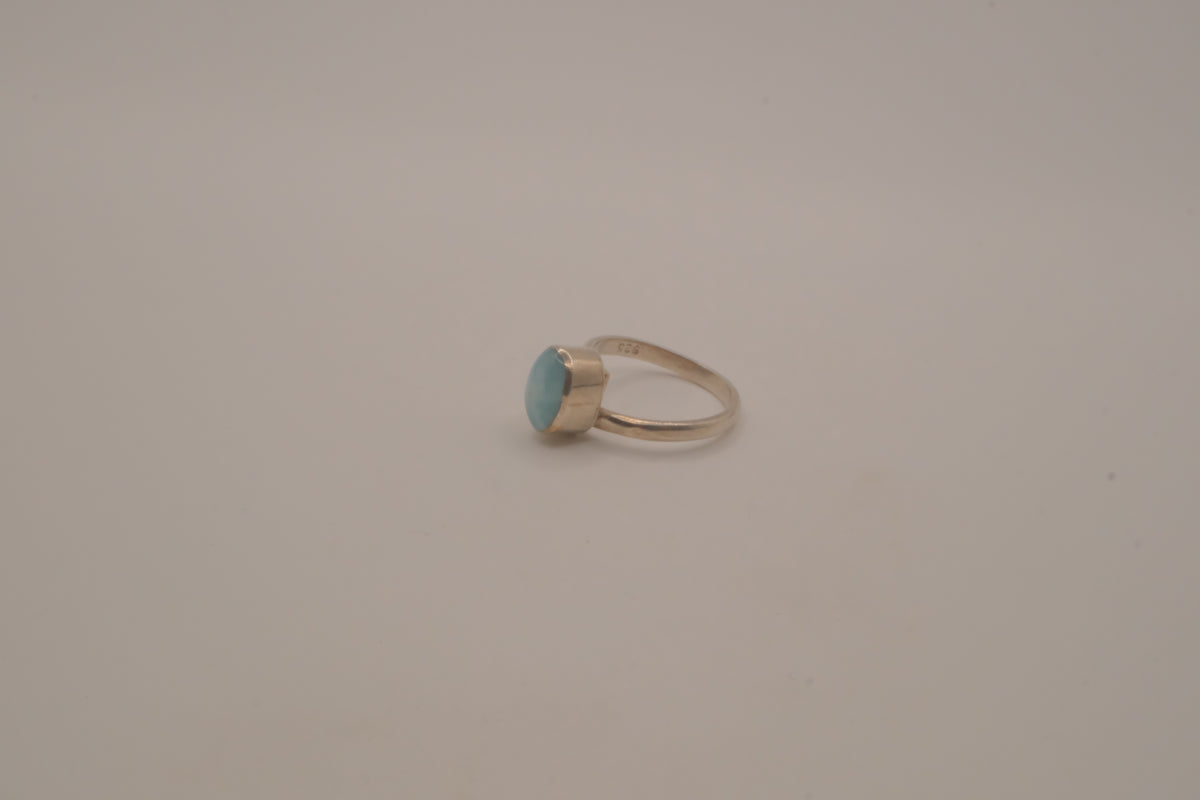 Sterling silver minimalist oval Larimar ring