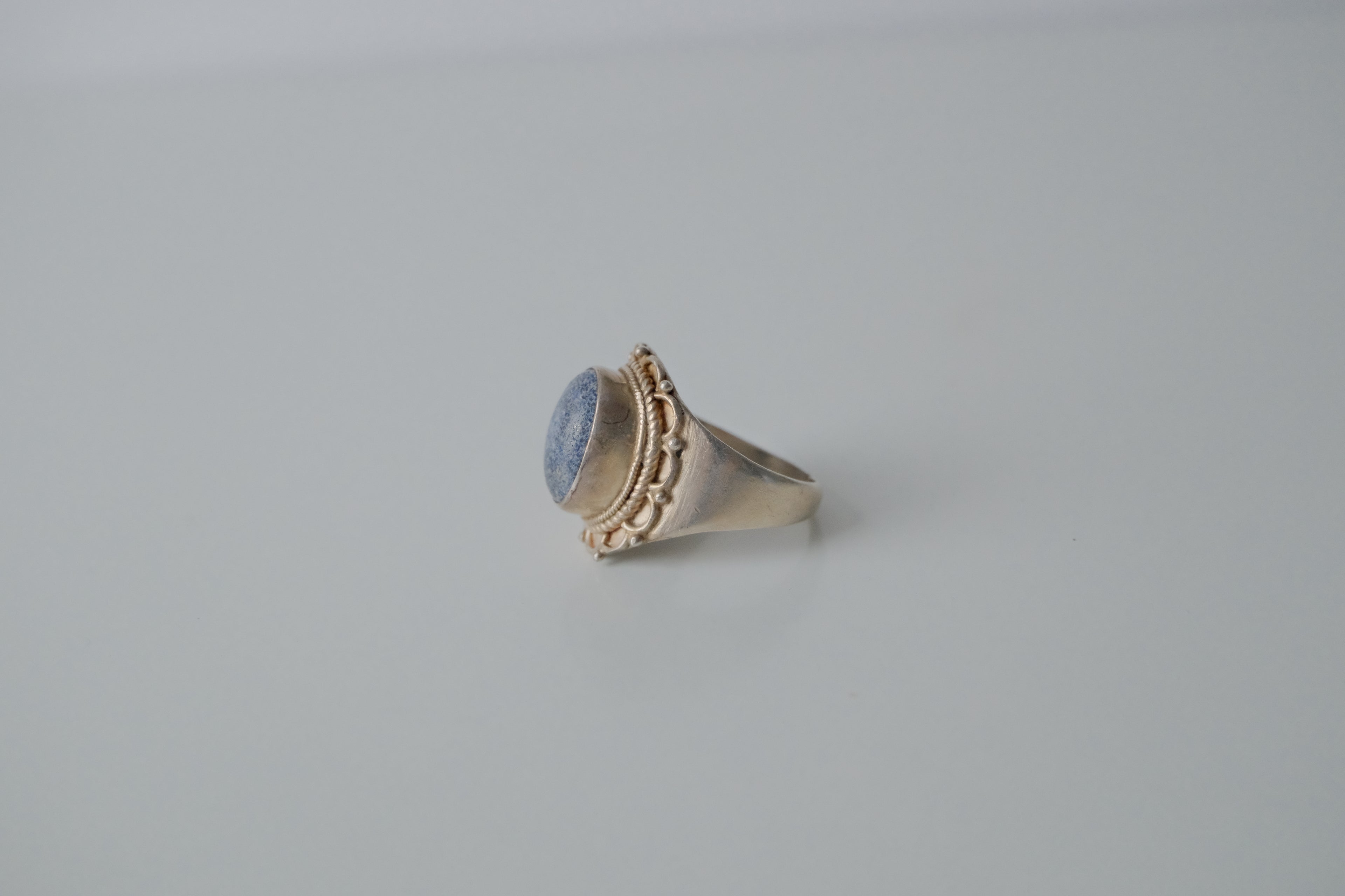 Sterling Silver Grey Cabachon Stone Ring