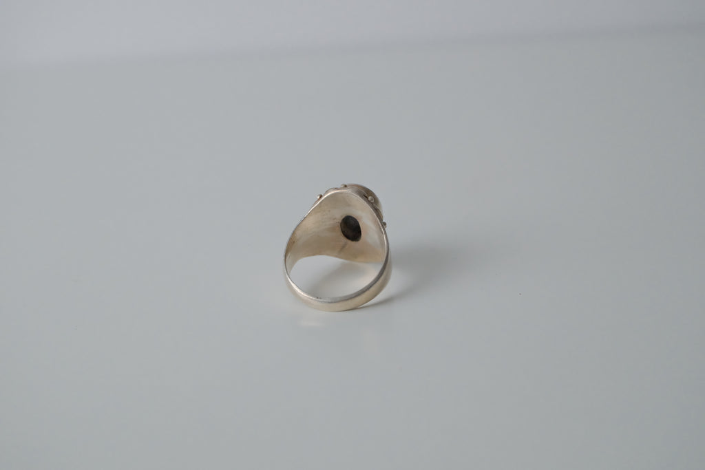Sterling Silver Grey Cabachon Stone Ring