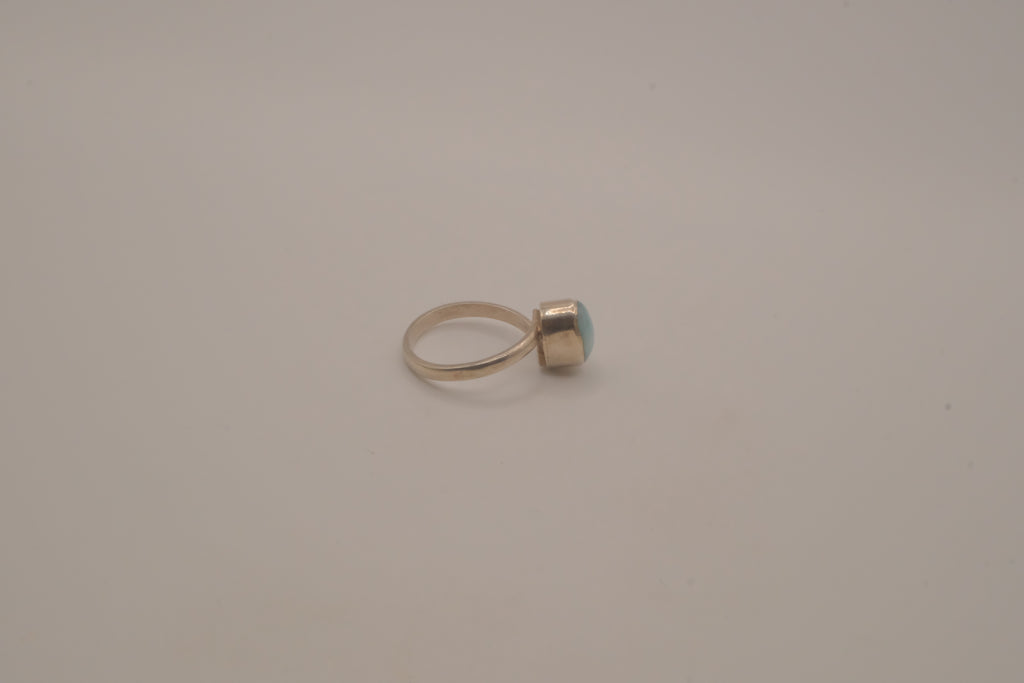 Sterling silver minimalist oval Larimar ring