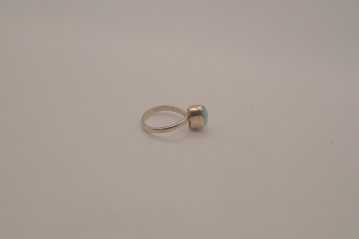 Sterling silver minimalist oval Larimar ring
