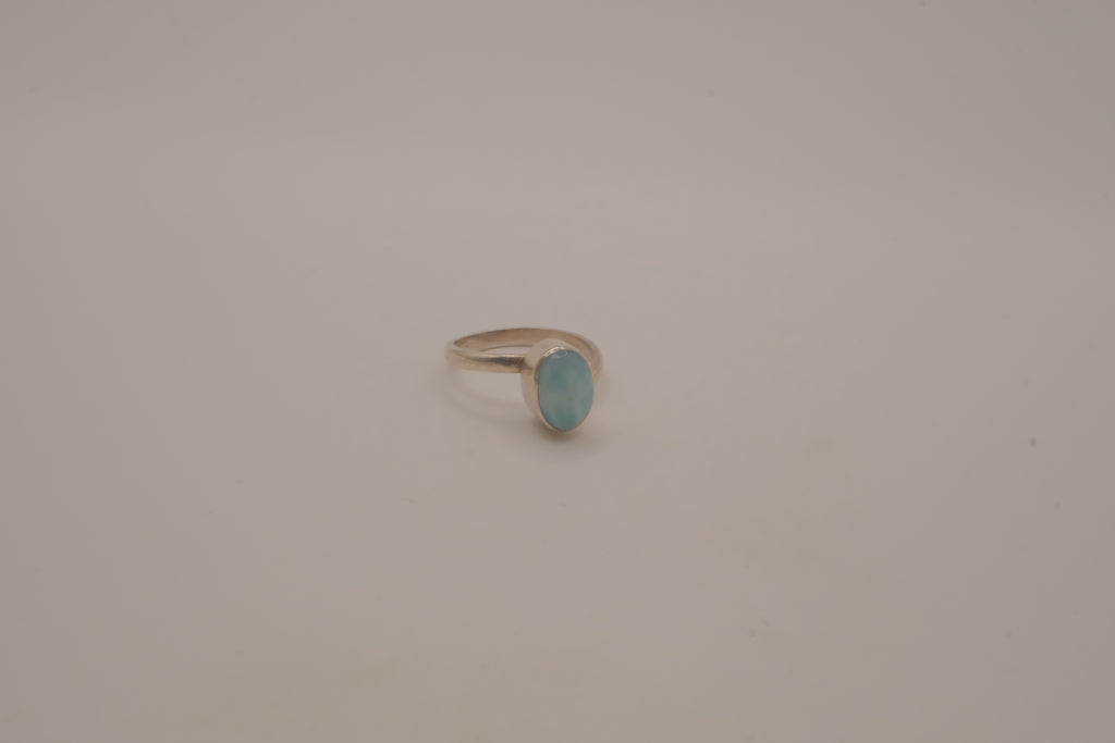 Sterling silver minimalist oval Larimar ring