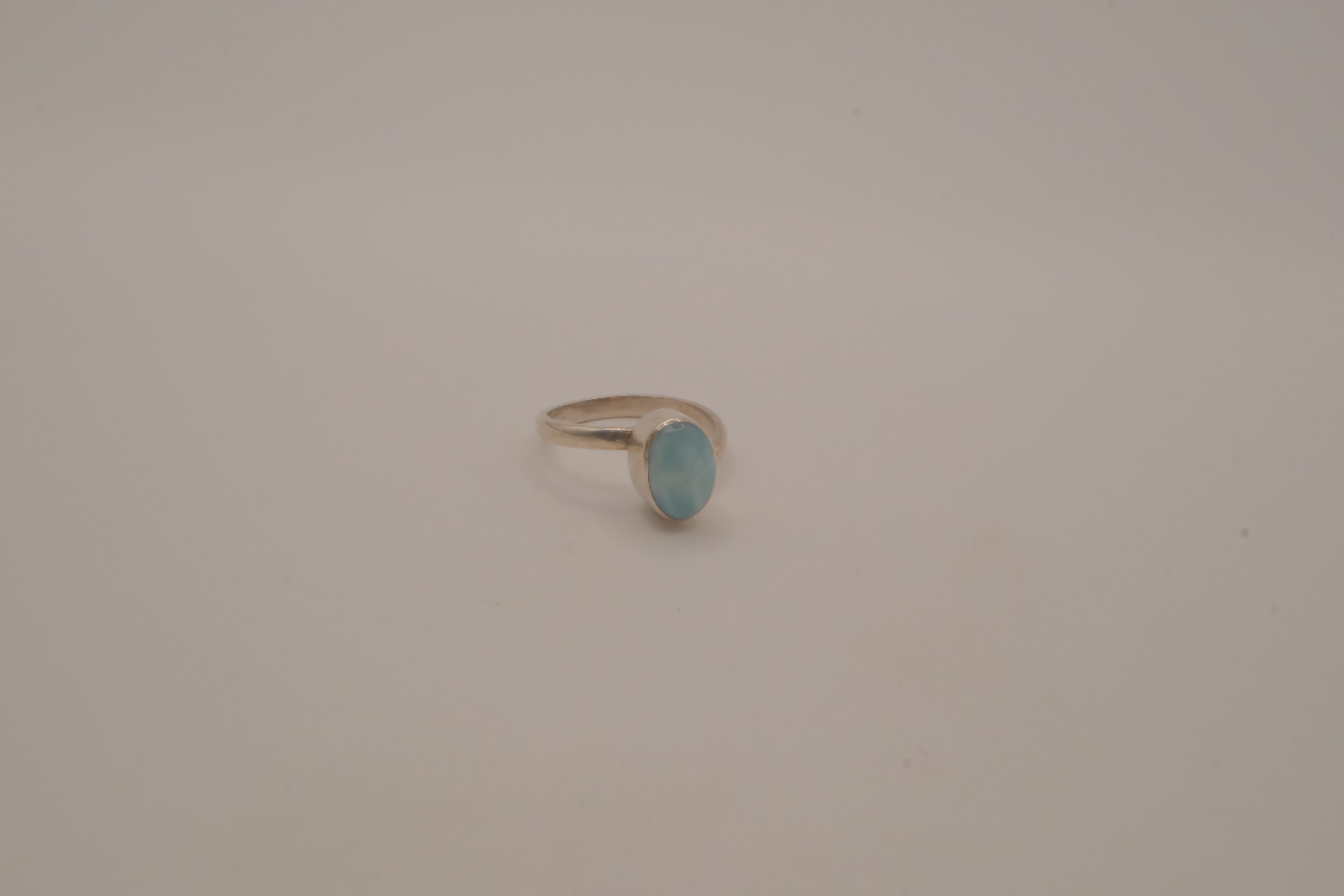 Sterling silver minimalist oval Larimar ring