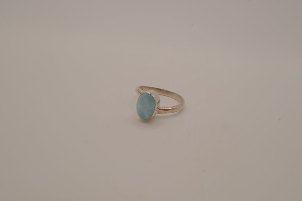 Sterling silver minimalist oval Larimar ring