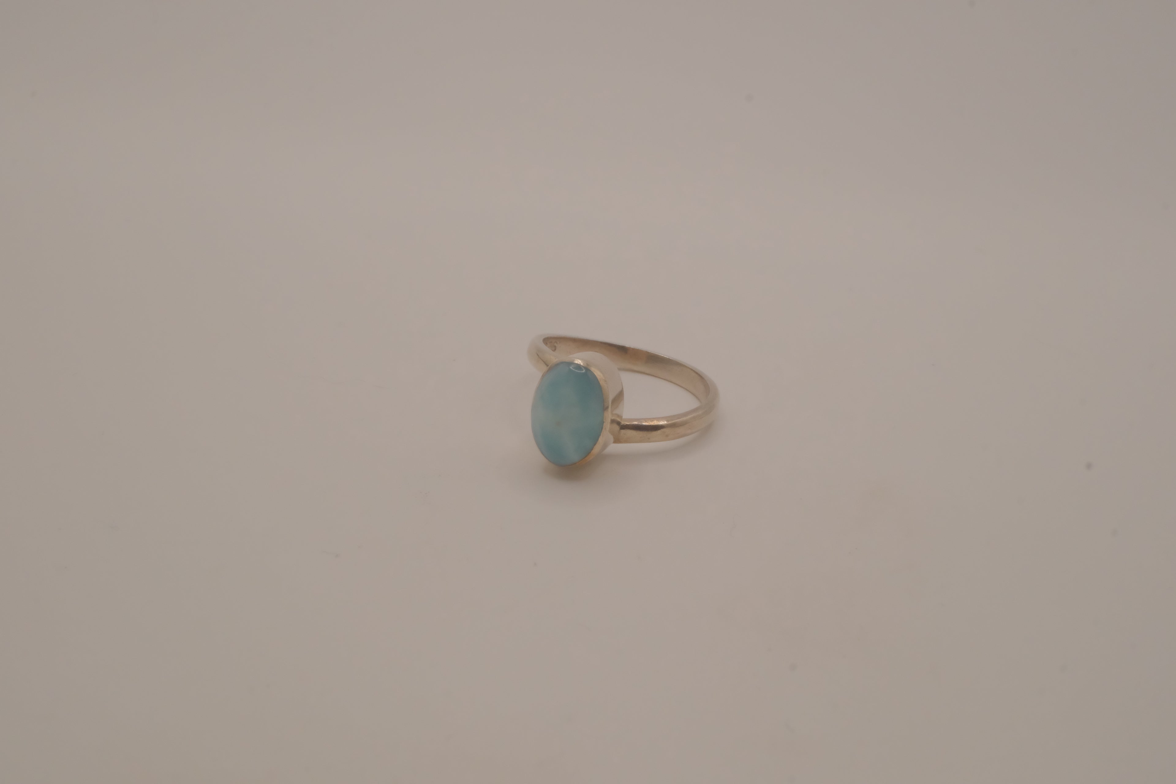 Sterling silver minimalist oval Larimar ring