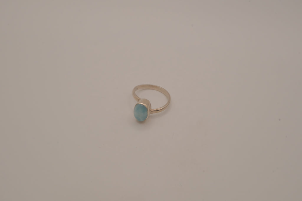 Sterling silver minimalist oval Larimar ring