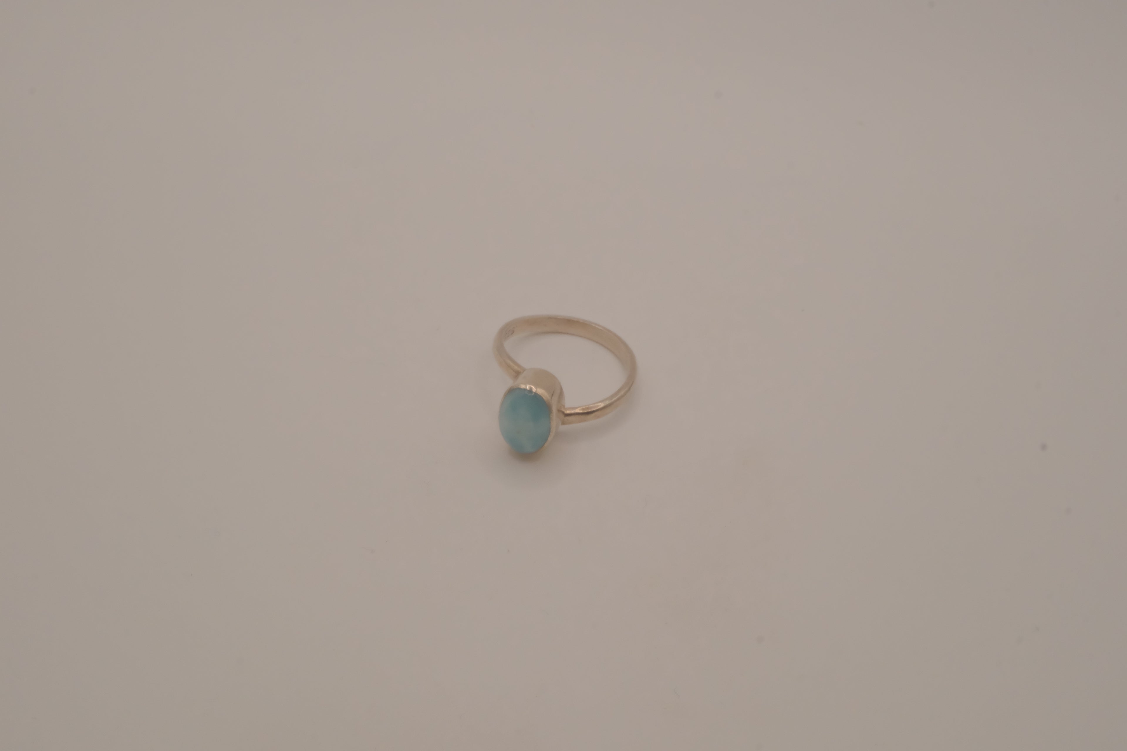 Sterling silver minimalist oval Larimar ring
