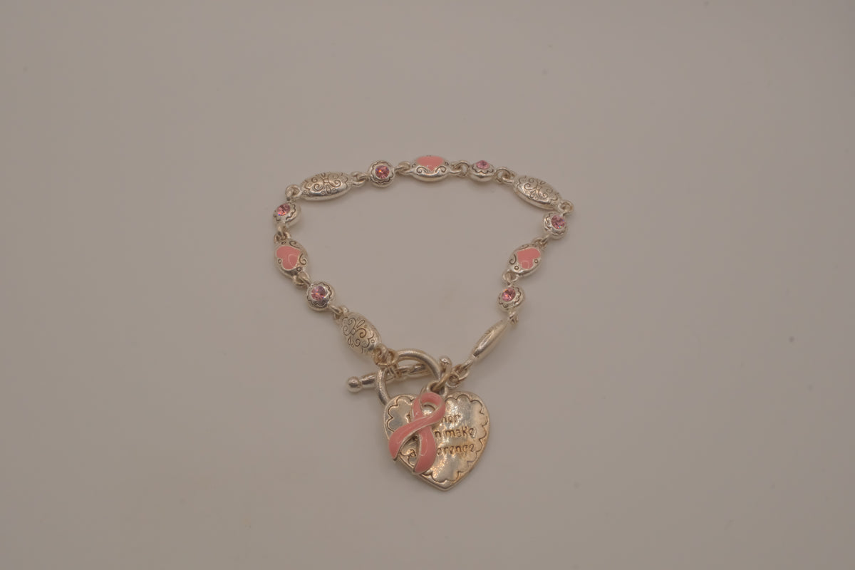 Sterling silver Breast Cancer Awareness bracelet