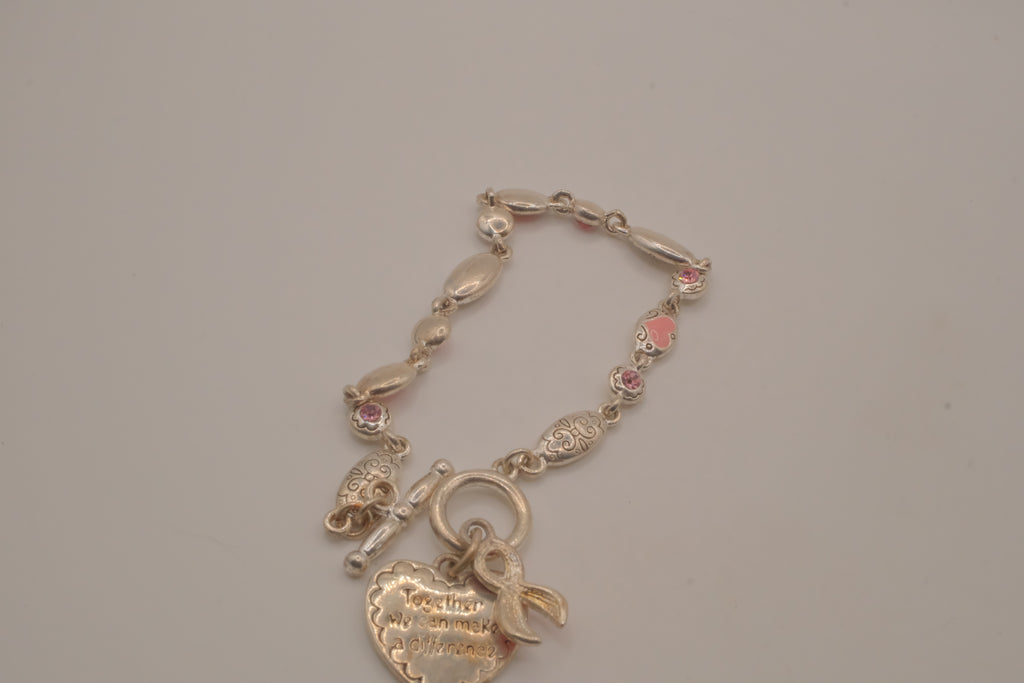 Sterling silver Breast Cancer Awareness bracelet
