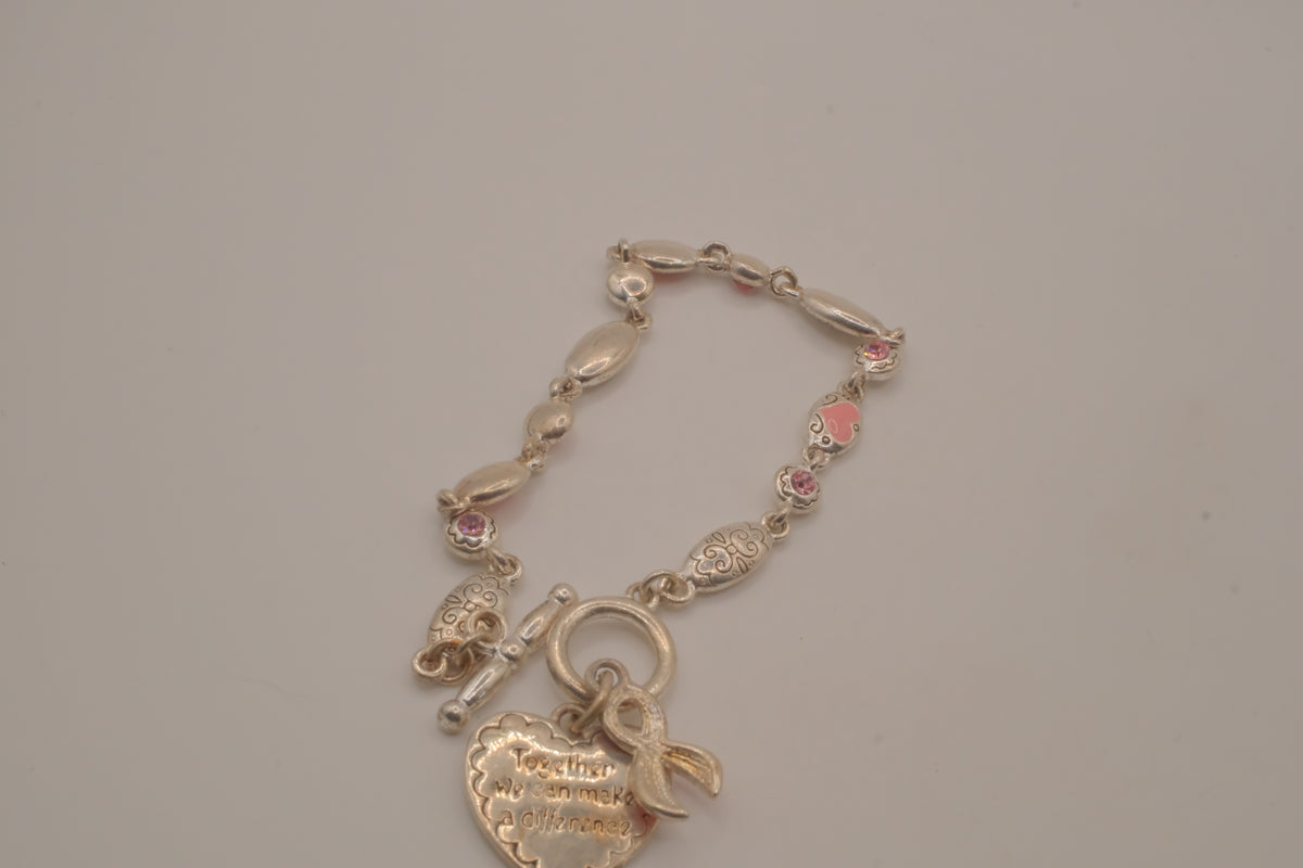 Sterling silver Breast Cancer Awareness bracelet