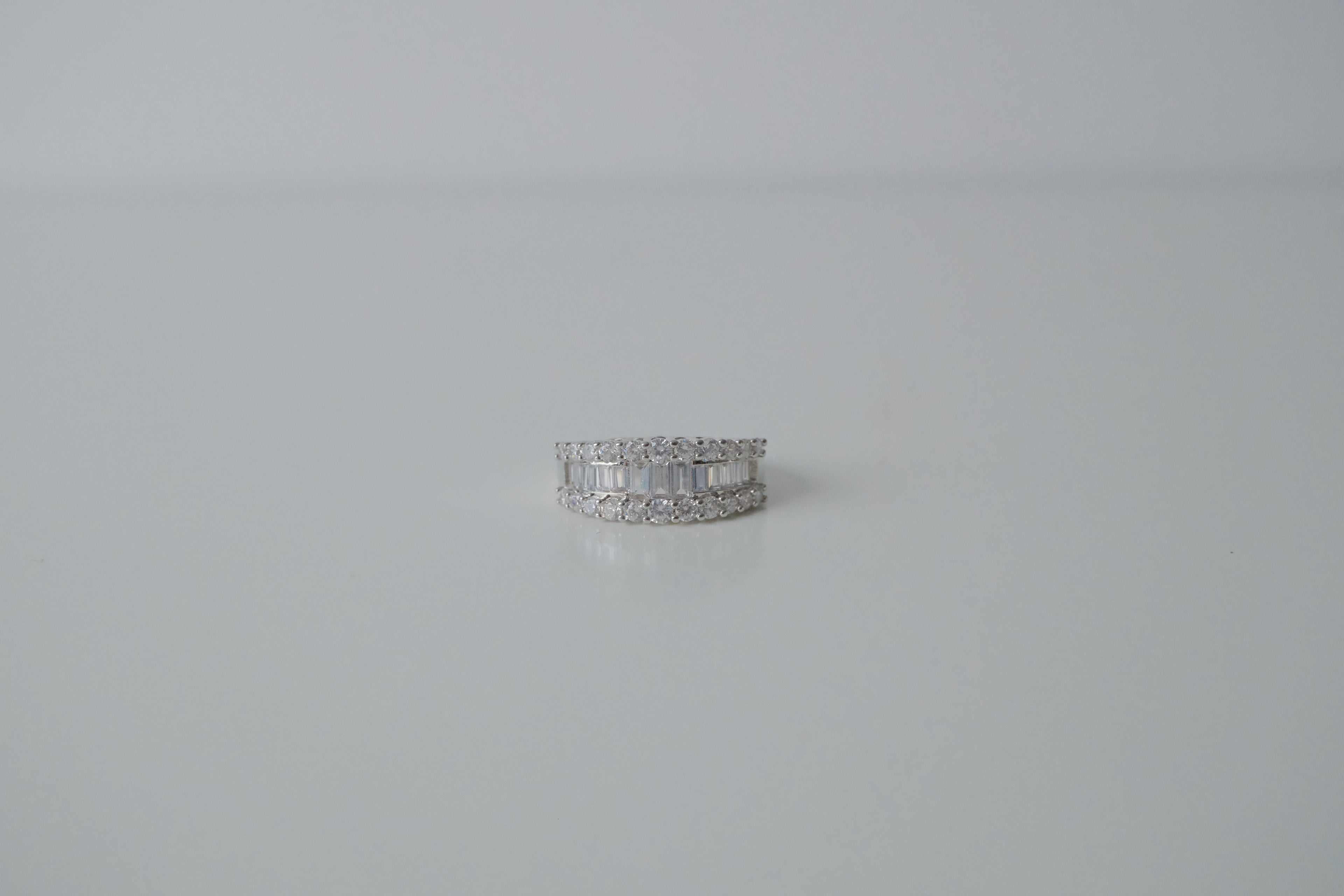 Sterling Silver 3 row Cubic Zirconia Ring