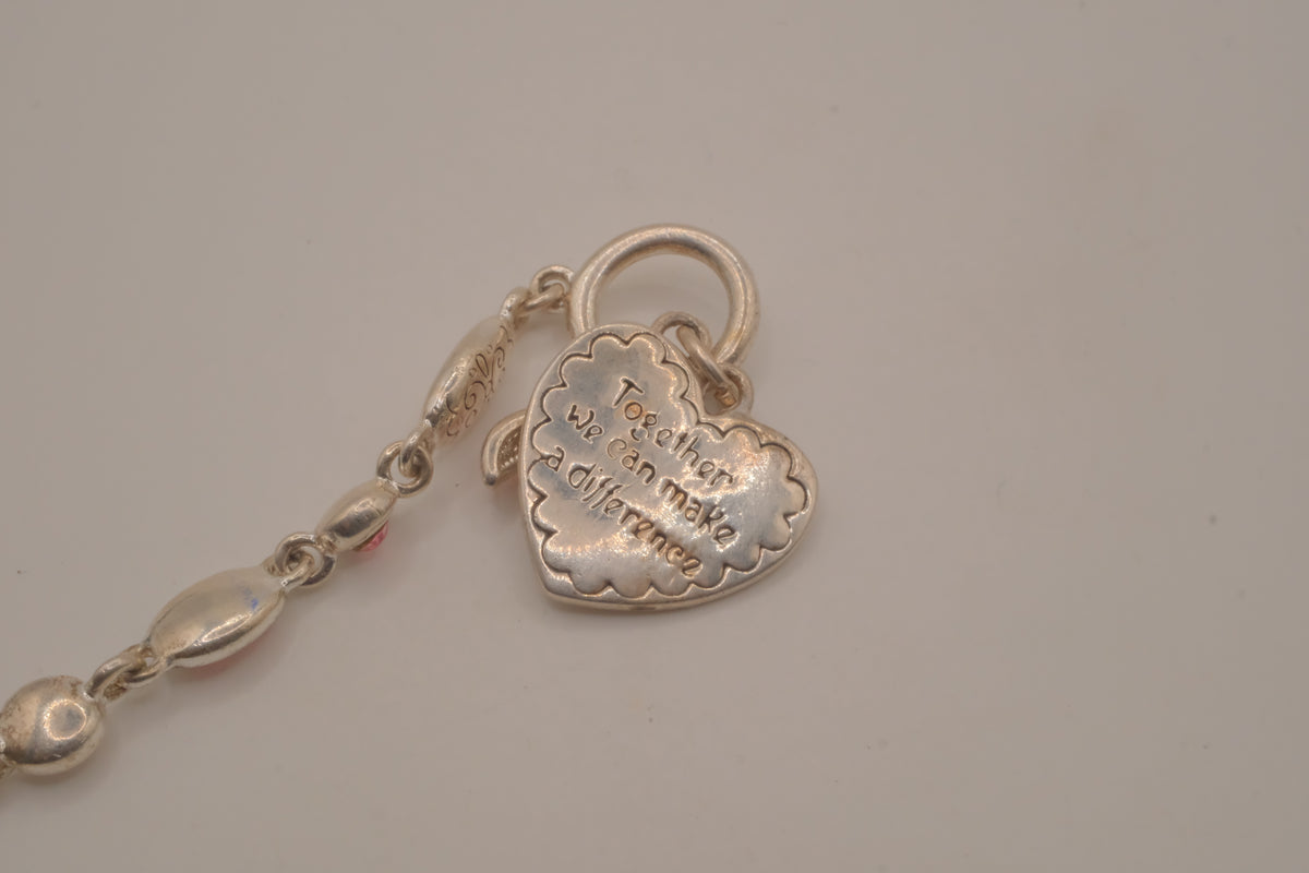 Sterling silver Breast Cancer Awareness bracelet