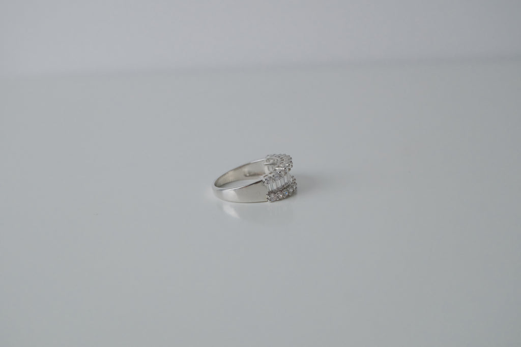 Sterling Silver 3 row Cubic Zirconia Ring